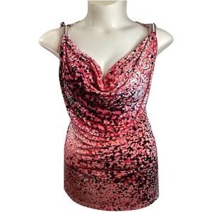 Fashion Bug Pink and Black Patterned Top, Stretch, Plus Size 4X